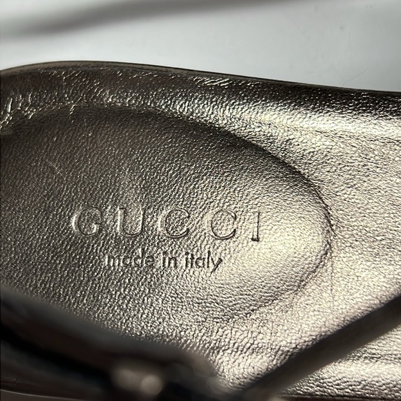 Gucci Gold Metallic Leather Crystal Embellished Thong Flat Sandals US 8.5 EU37.5 - Picture 6 of 16